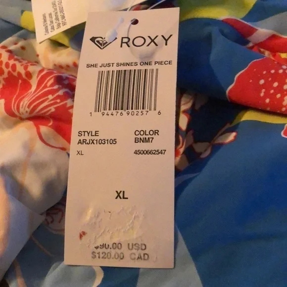 ROXY Women's Blue Removable Cups Tie She Just Shines One Piece Swimsuit - Picture 3 of 4